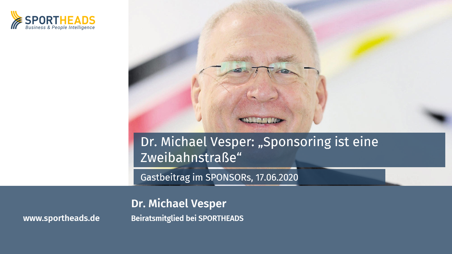 Read more about the article Unser Beiratsmitglied Dr. Michael Vesper im Interview mit SPONSORs